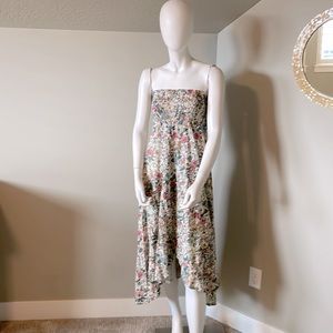Auguste floral smocked tube top dress/maxi skirt, size small